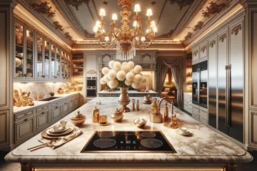 A modern, elegant kitchen with an induction cooktop attained through an induction rebate.