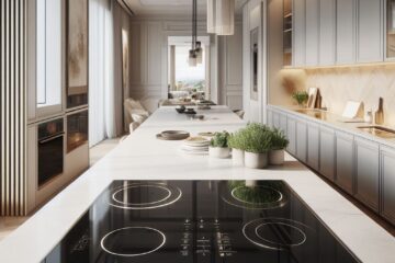 An induction cooktop in a luxury kitchen