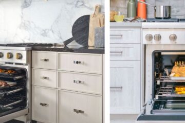 A Monogram oven and a Thermador oven side by side