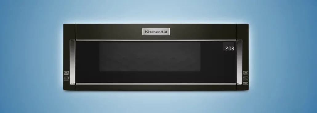 KitchenAid KMLS311HBS 1.1 cu ft black stainless low-profile over-the-range microwave with PrintShield finish