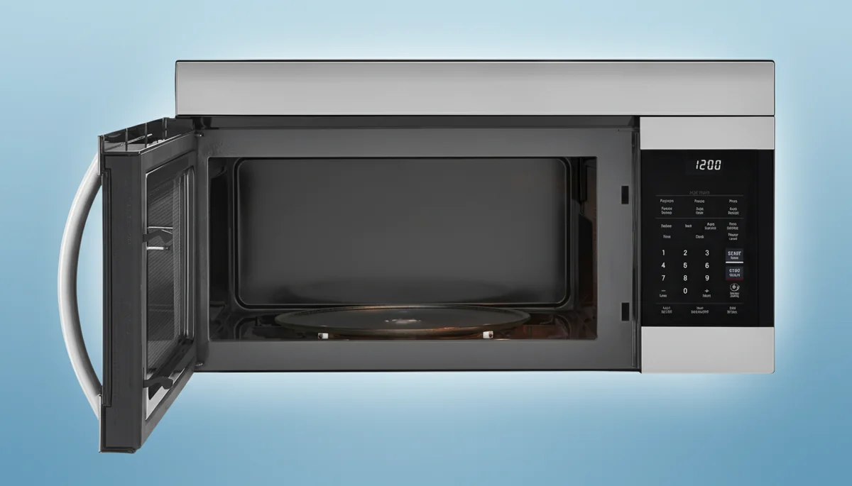 LG LMV1764ST microwave interior showing spacious 1.7 cu ft capacity with open door
