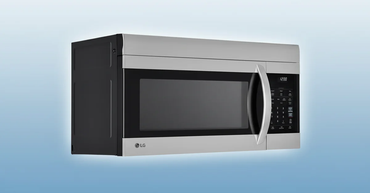 Over-the-range microwave installation profile showing space-saving design and ventilation