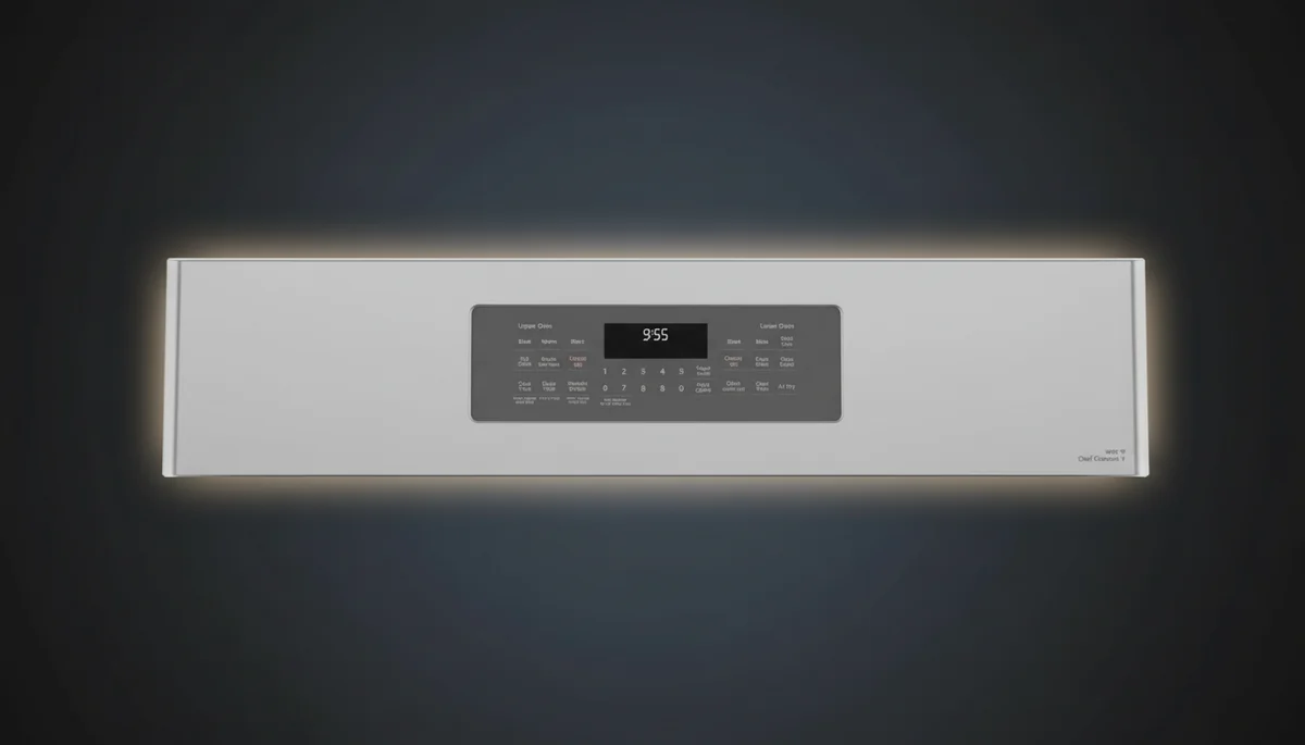 GE Profile gas range control panel showing separate Upper Oven and Lower Oven controls with Air Fry mode