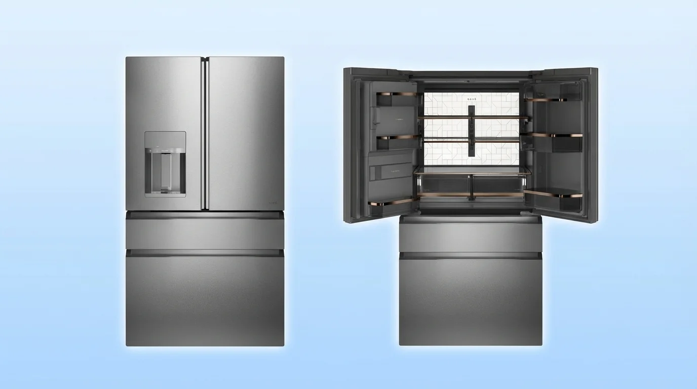 Café 4-Door French Door Refrigerator with platinum finish and customizable hardware