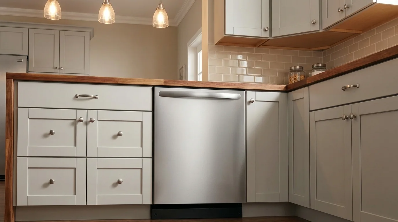 Frigidaire FDSH4501AS stainless steel dishwasher with BladeSpray arm and EvenDry system in modern kitchen