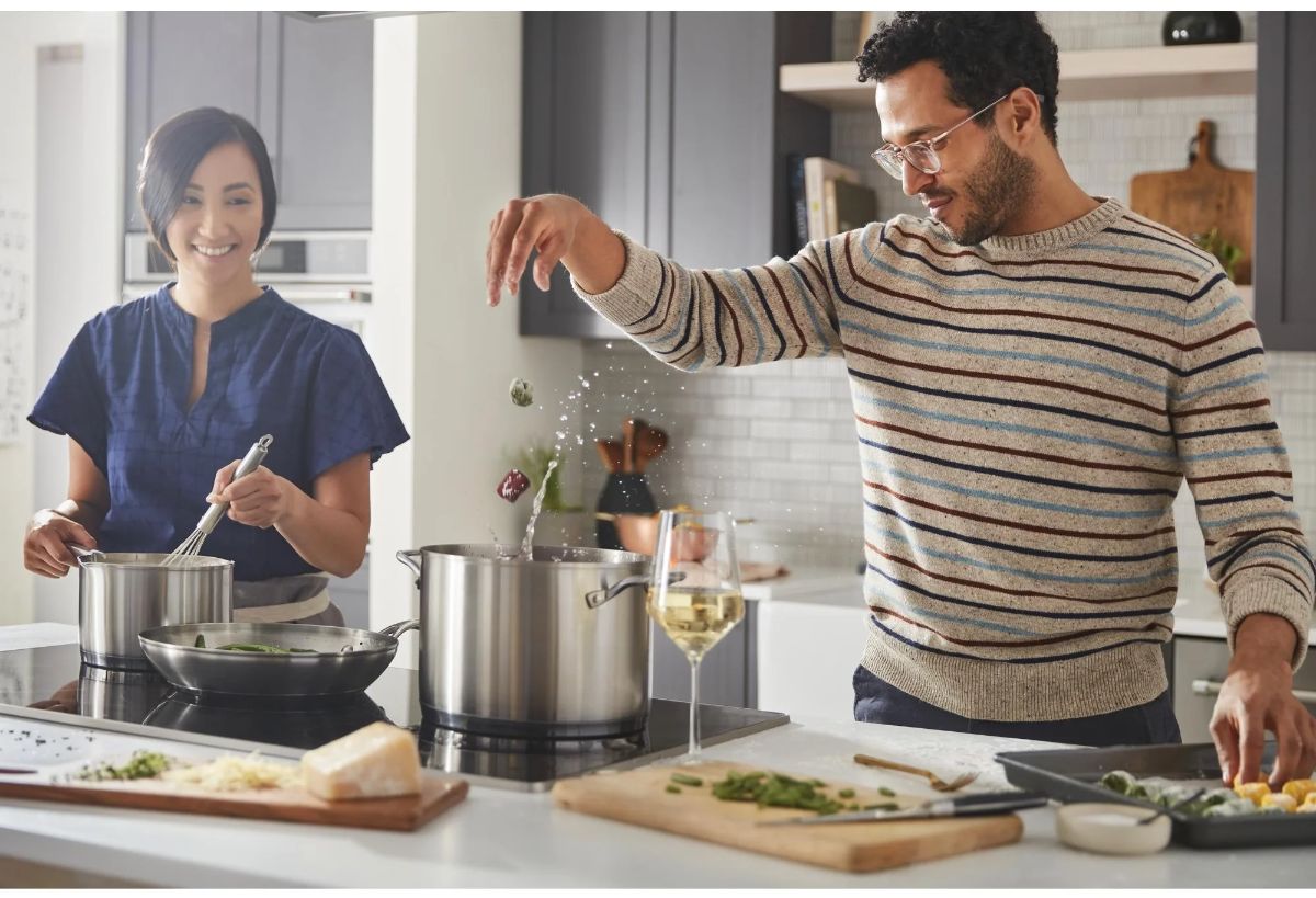 KitchenAid 36 inch stainless steel frame induction cooktop KCIG556JSS