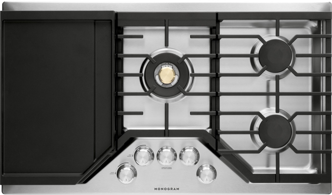 Monogram 36 inch deep-recessed natural gas cooktop ZGU36RSLSS