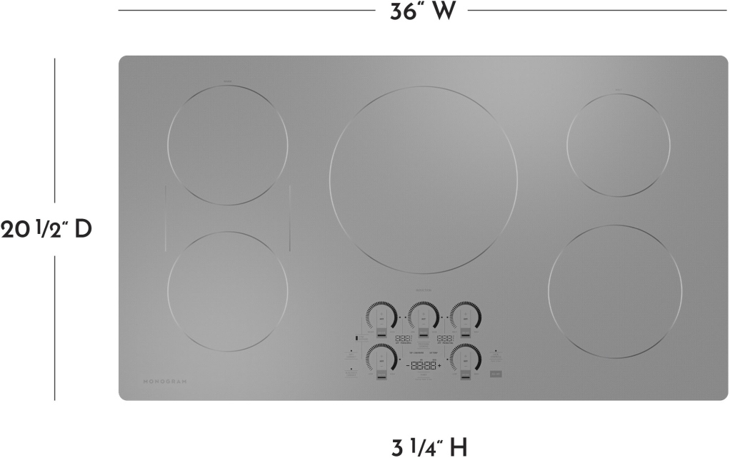 Monogram 36 inch silver induction cooktop ZHU36RSTSS