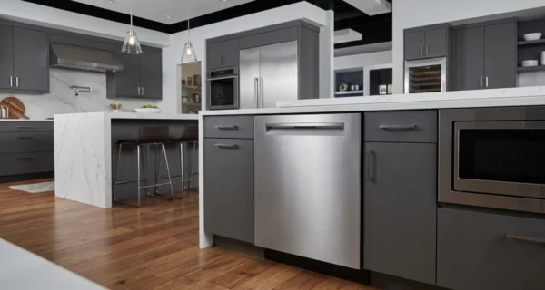 Bosch SHP65DM5N dishwasher in a modern showroom kitchen