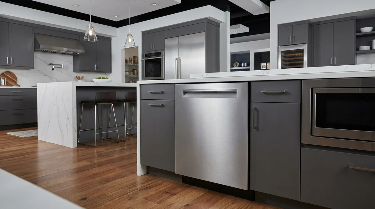 Bosch SHP65DM5N dishwasher in a modern showroom kitchen