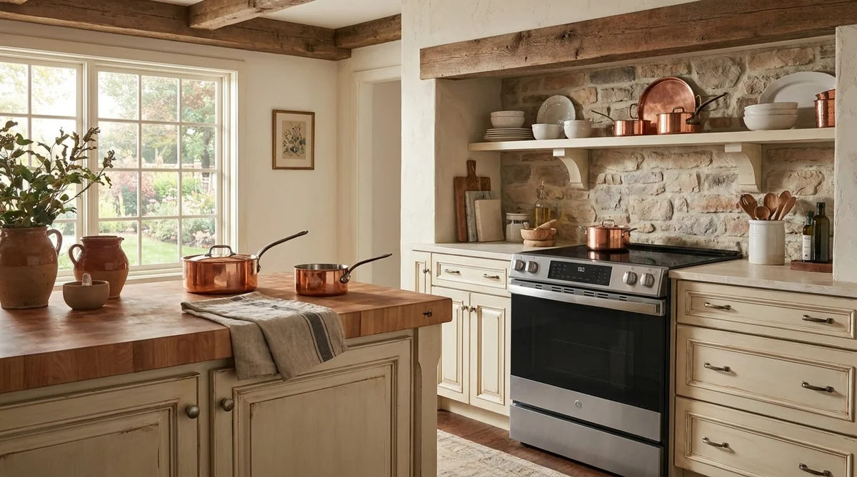 GE Profile PHS700AYFS stainless steel induction range in a styled kitchen
