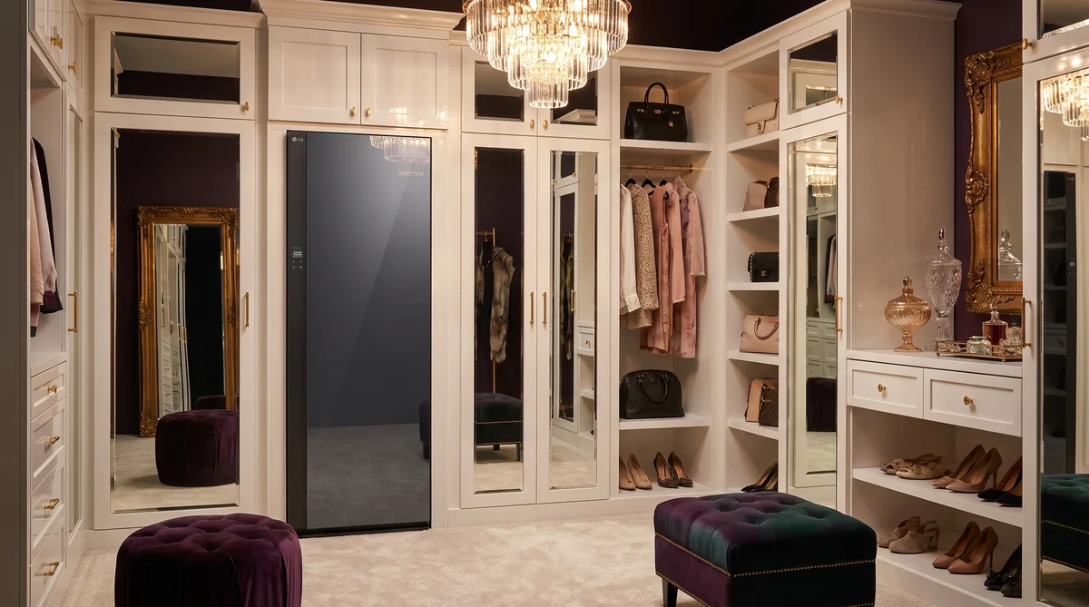 LG Styler SC5GMR80H mirror steam closet with built-in HandySteamer