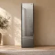 Mirrored LG S3MFBN Styler in a warm dressing room with plaster walls and pale oak cabinetry