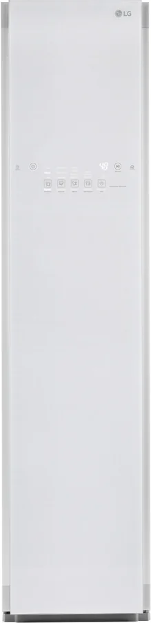 Closed white LG S3WFBN cabinet with touch controls across the upper front