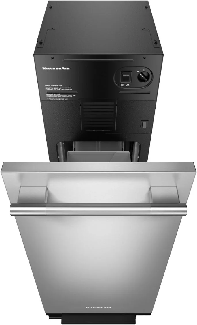 KitchenAid KTTP515TSS with its stainless drawer open and interior bin visible