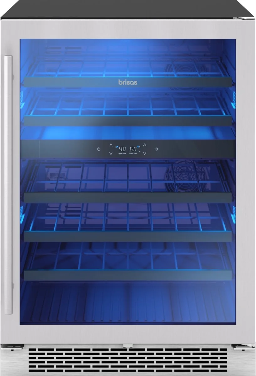 Zephyr Brisas BWN24C02AG with single glass door, wire racks and front grille