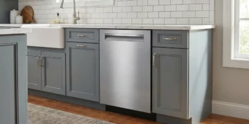 Bosch 500 Series SHP65DM5N dishwasher in transitional kitchen
